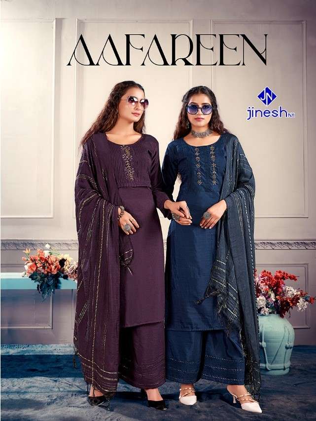 Jinesh Nx Aafareen Festive Wear Silk kurti Pent Bottom Collection 