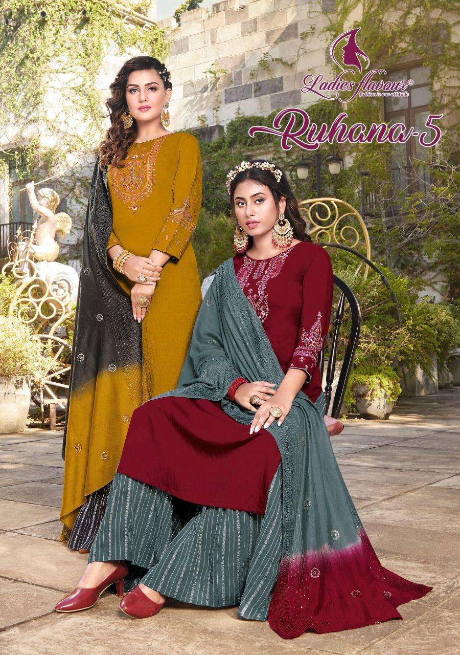 ladies Flavour Ruhana Vol 5 Fancy Readymade Sharara Dress Festive Collection