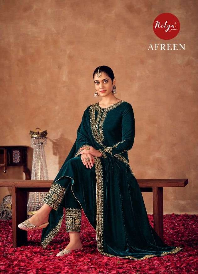 LT Fabrics Nitya Afreen Designer Party Wear Velvet Salwar Suit Catalog Supplier