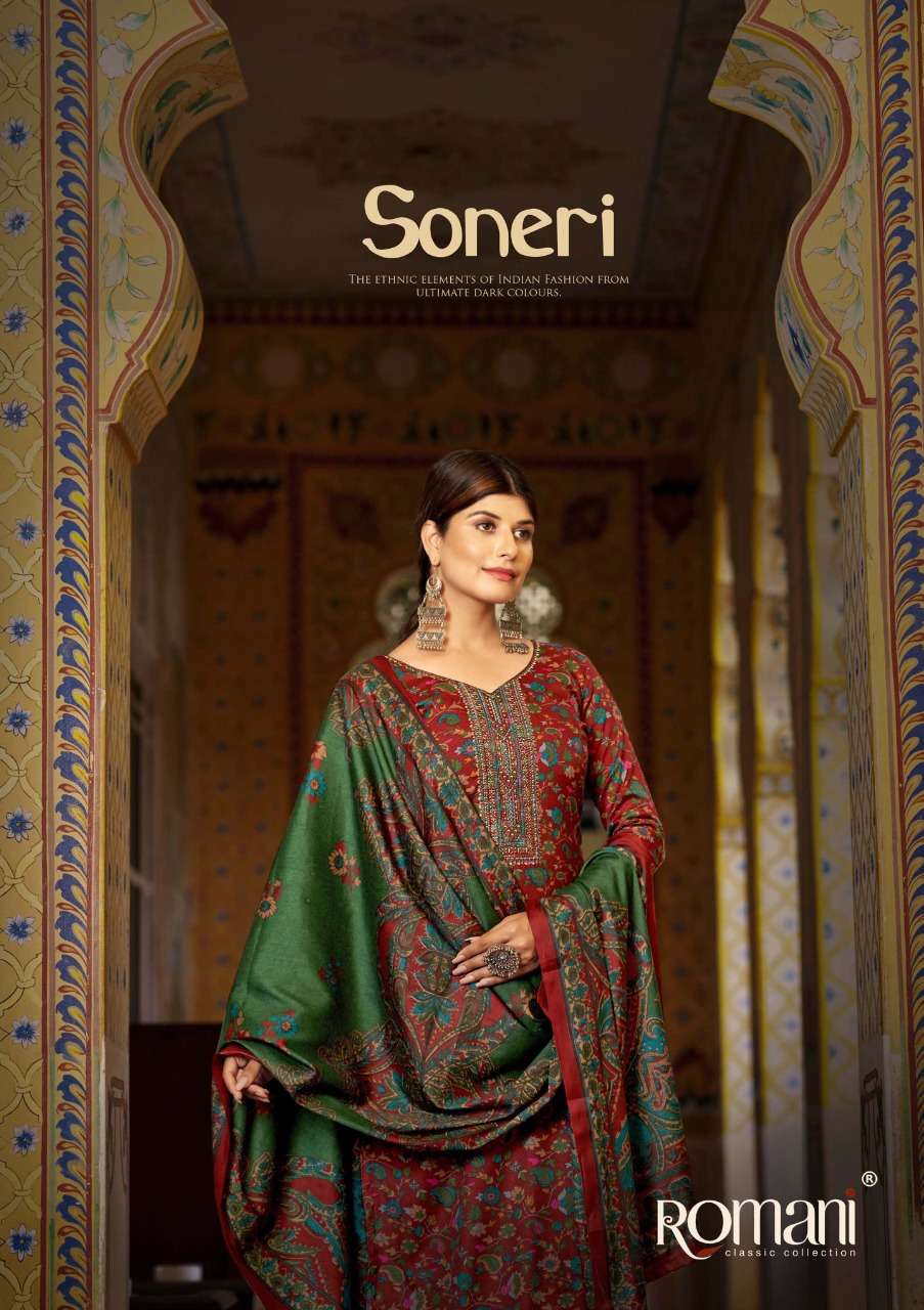 Romani Soneri Exclusive Printed Pashmina Suits New patterns