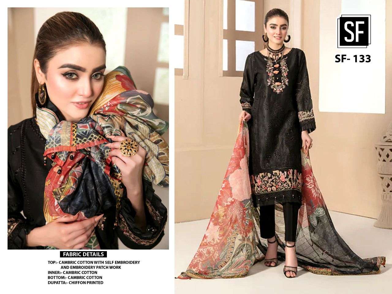 SF Fashion 133 Cotton Pakistani Suit Wholesaler