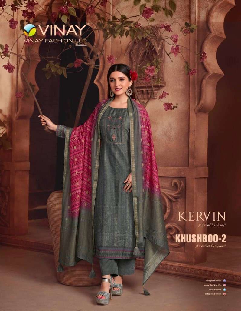 Vinay Fashion Kervin Khushboo Vol 2 Muslin Silk Salwar Suit Collection