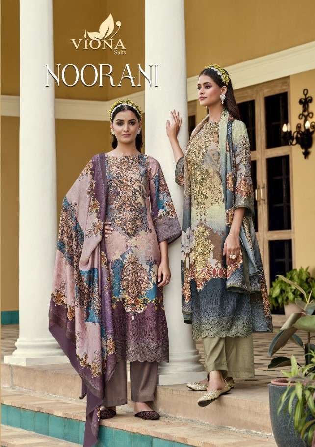 Viona Noorani Digital Pakistani Print Pashmina Suit Catalog Wholesaler
