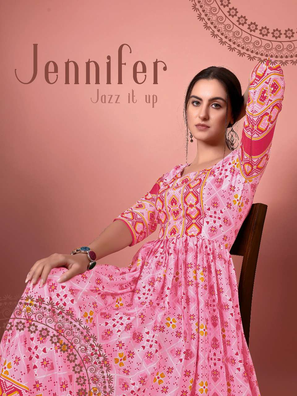 Fashion Galleria Jennifer Digital Print Fancy Kurti Gown New Catalog Supplier