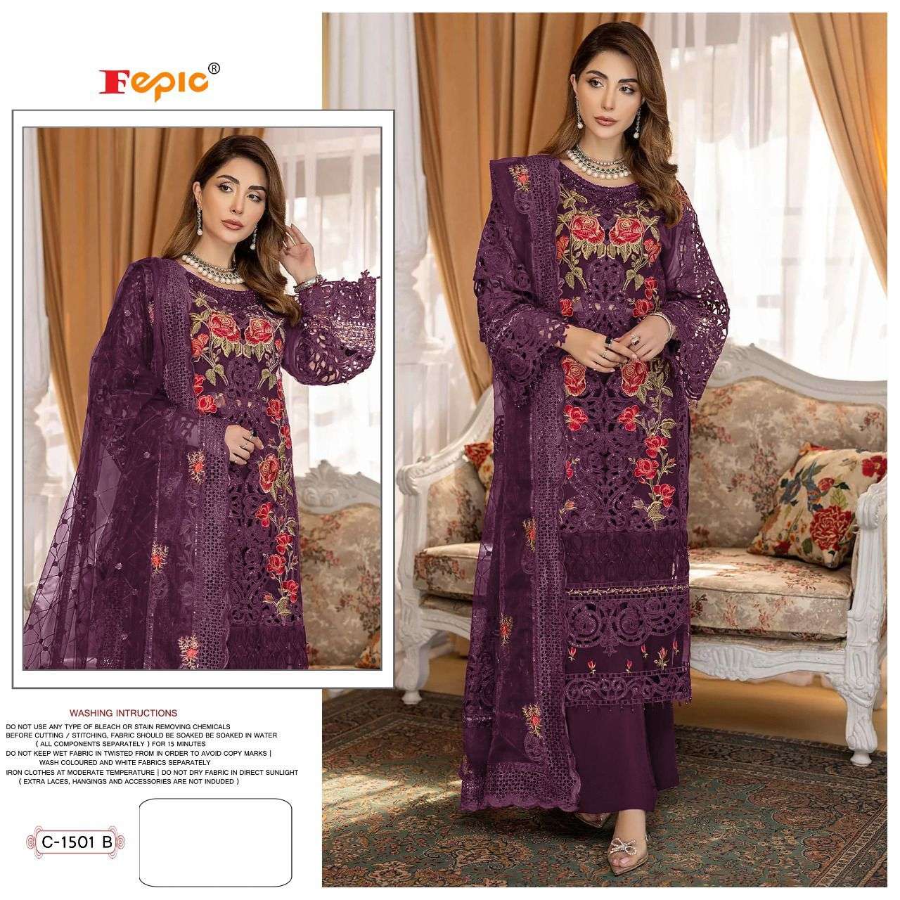 Fepic C 1501 Colors Exclusive Organza Pakistani Suit Collection
