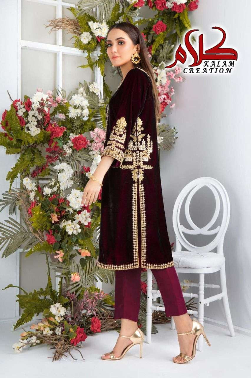 Kalam Creation 1116 Designer Readymade Pakistani Velvet Kurti Pent