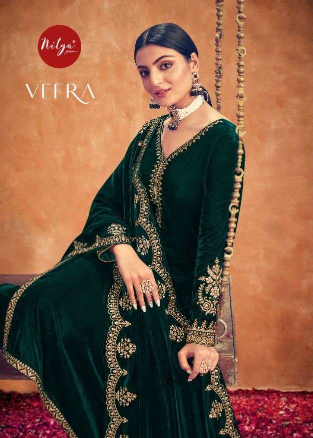 Lt Fabrics Nitya Veera Designer Party Wear Velvet Salwar Suit Catalog Dealer