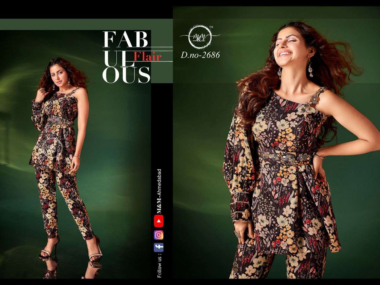 M And M 2686 Party Wear Indo Western Styles Shurg Suit Catalog Supplier