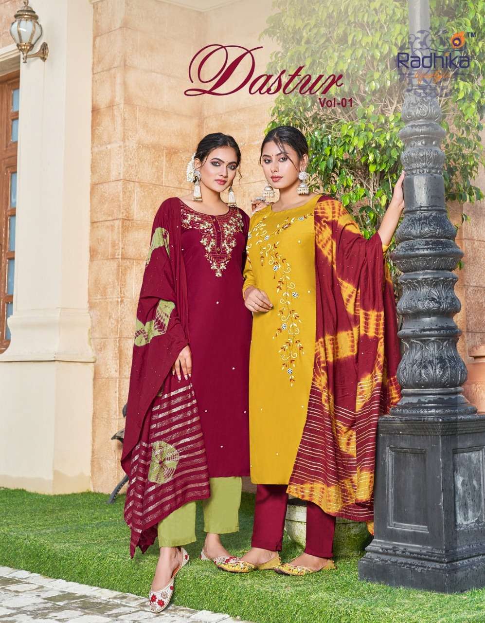 Radhika Dastur Vol 1 Exclusive Chinon Festive Wear Kurti Pent Dupatta Supplier