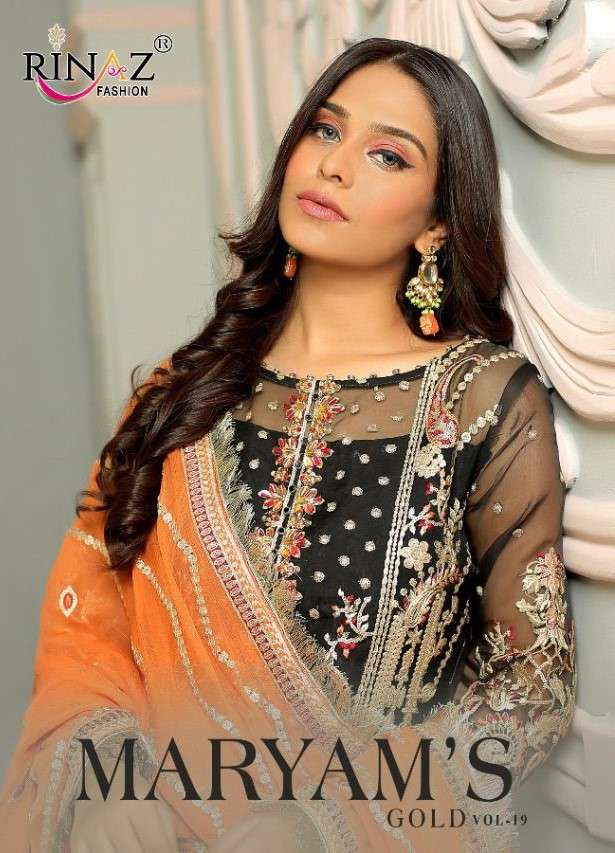 Rinaz Maryam`s Gold Vol 19 Party Wear Designer Pakistani Collection Wholesaler