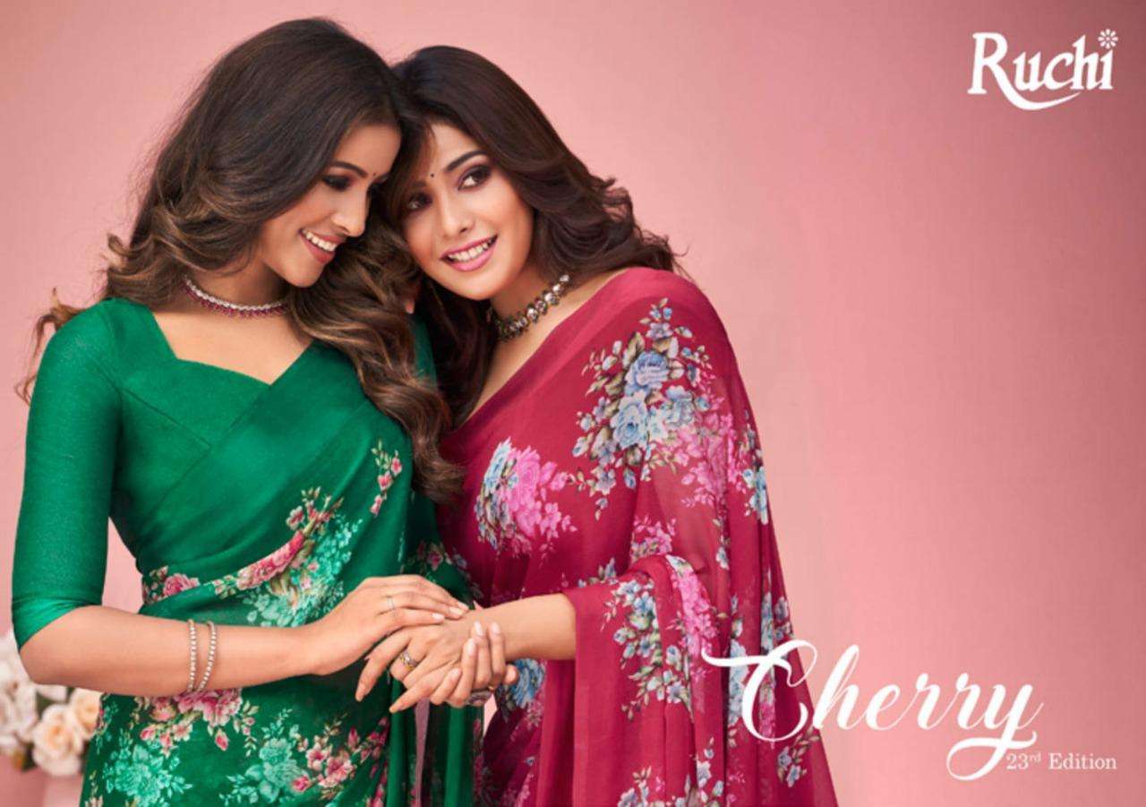 Ruchi Saree Cherry 23rd Edition Fancy Georgette Daily Wear Saree Catalog Supplier