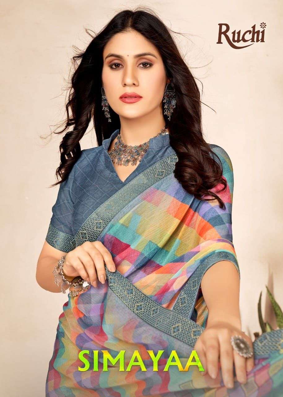 Ruchi Saree Simayaa 20001 To 20006 Colors Fancy Chiffon Saree Catalog Supplier