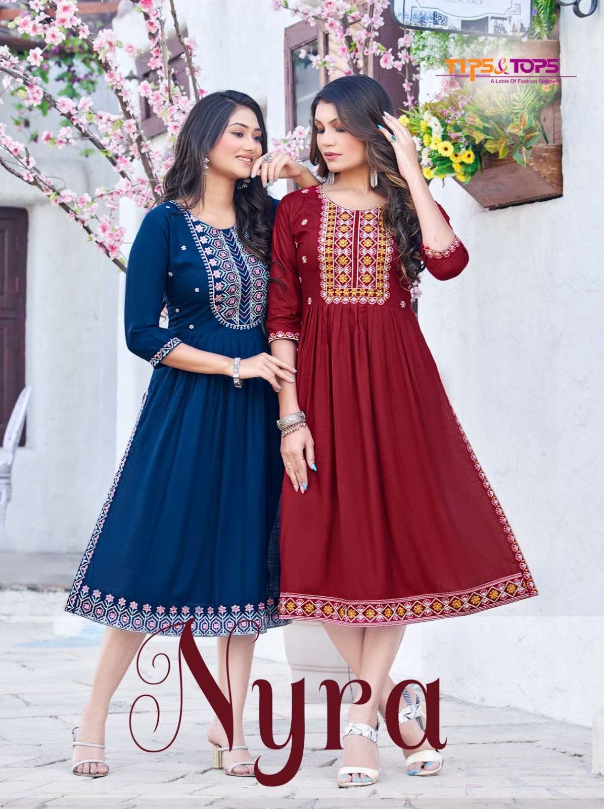 Tips And Tops Nyra Fancy Rayon Nayra Cut Kurti New Catalog Supplier