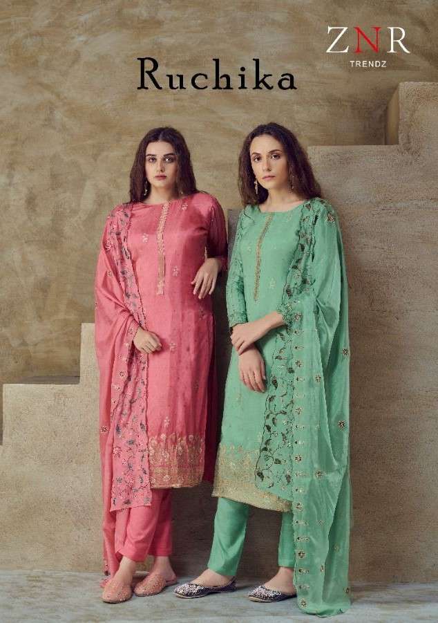 Znr Trends Ruchika Party Wear Designer Pure Silk Salwar Suit Catalog Dealer