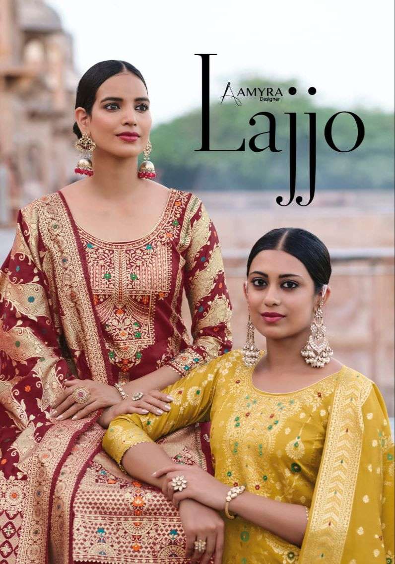Amyra Lajjo Heavy Designs Party Wear Banarasi Silk Dress Catalog Dealer