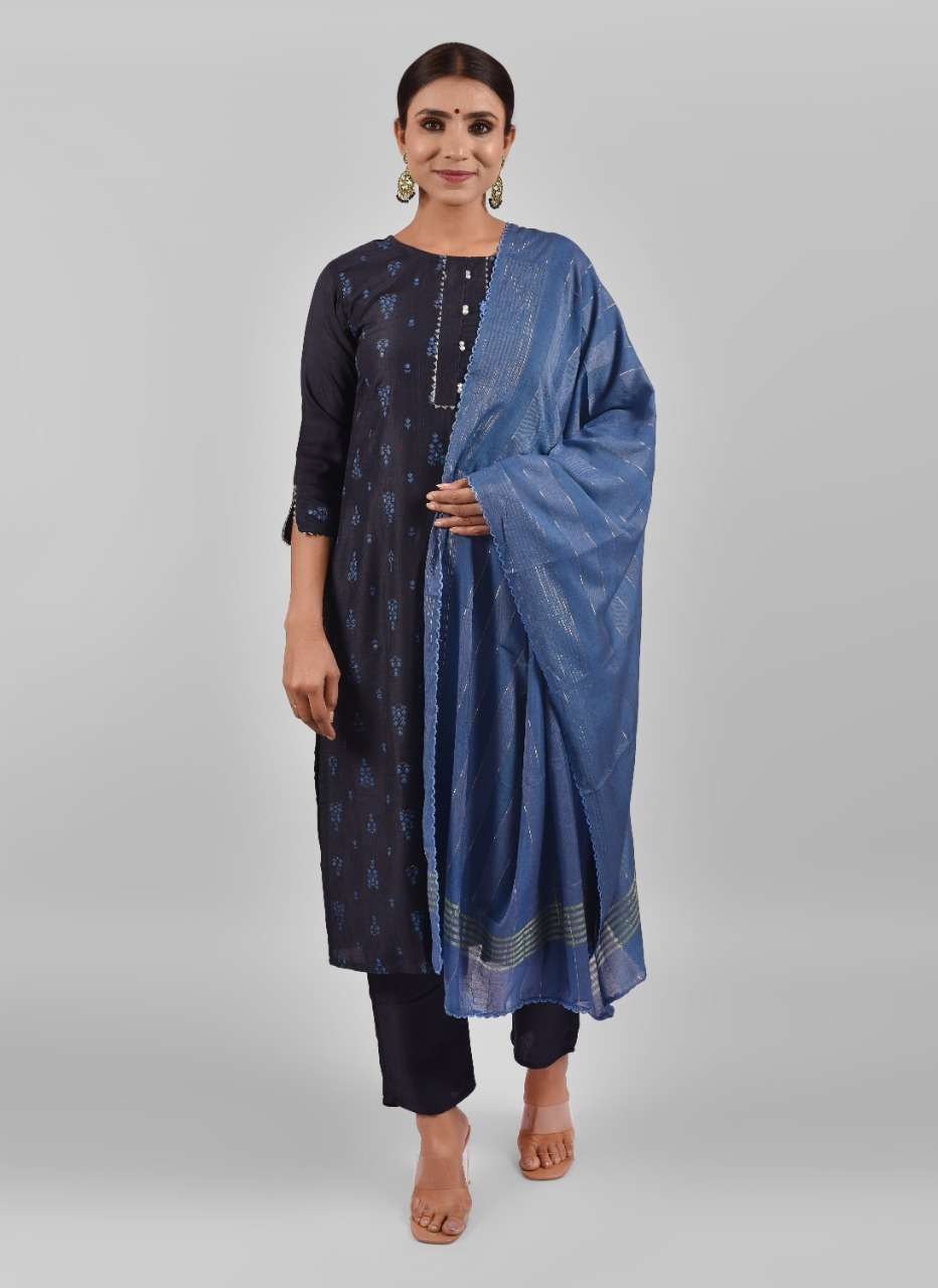 Channel 9 111 To 114 Fancy Ethnic Wear Silk Kurti Pent Dupatta Set Wholesaler