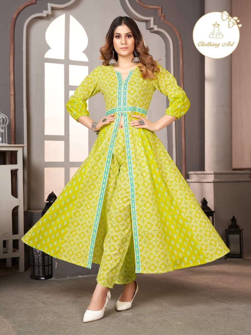 Clothing Art 1001 To 1004 Stylish Front Cut Kurti Pent Collection Supplier