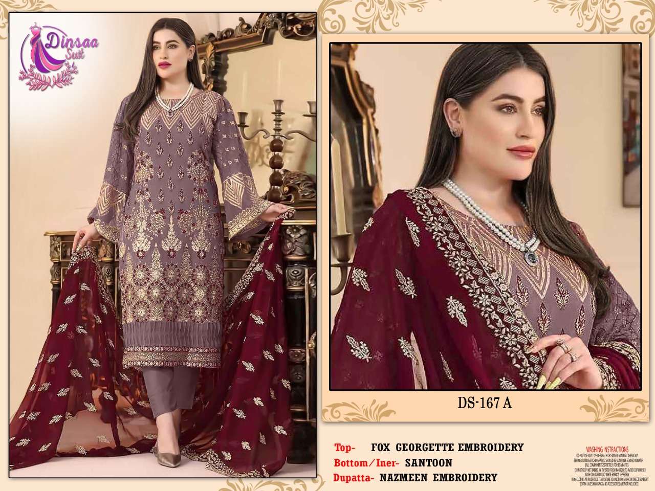 Dinsaa Ds 167 Colors Georgette Pakistani Salwar Suit Catalog Wholesaler