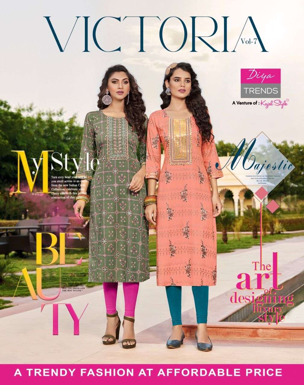 Diya Trends Victoria Vol 7 Rayon Stylish Straight Kurti Supplier New Catalog