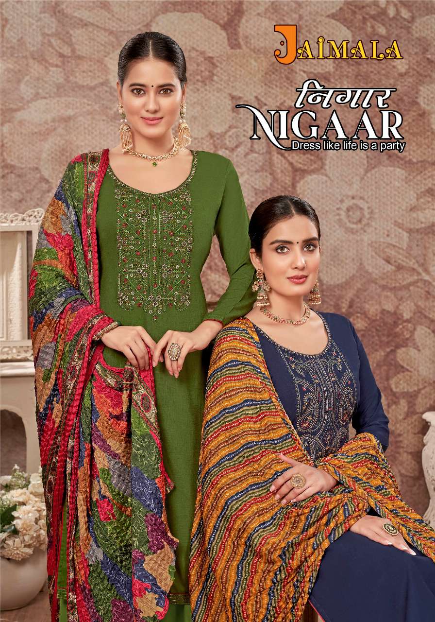 Jaimala Nigaar Pure Rayon Bandhej Dupatta Salwar Suit Supplier New Designs