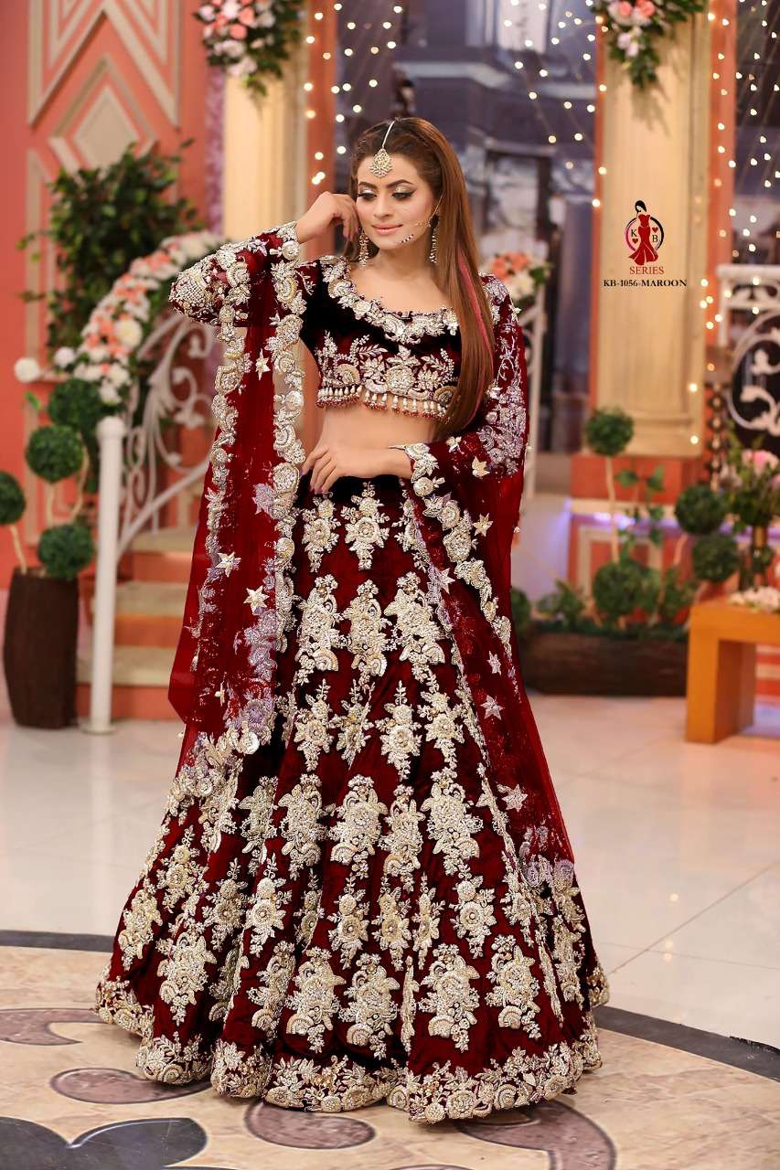 Wedding Wear Red Designer Velvet Lehenga Choli 846 at Rs 4195 in Surat