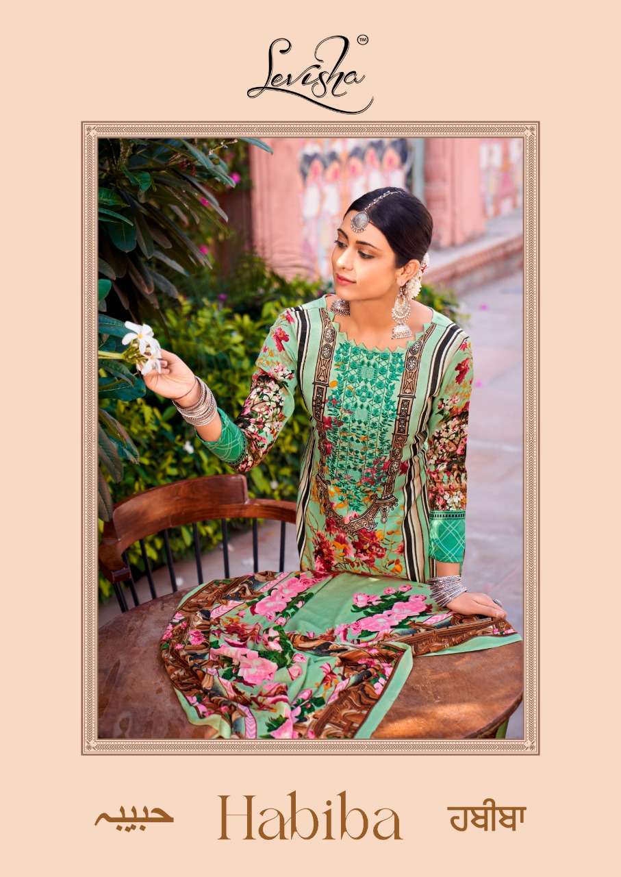 Levisha Habiba Latest Print Winter Wear Pashmina Brande Suit Wholesaler