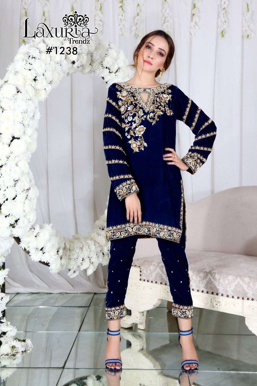 Luxuria 1238 Velvet Party Wear Pakistani To Bottom Collection Wholesaler