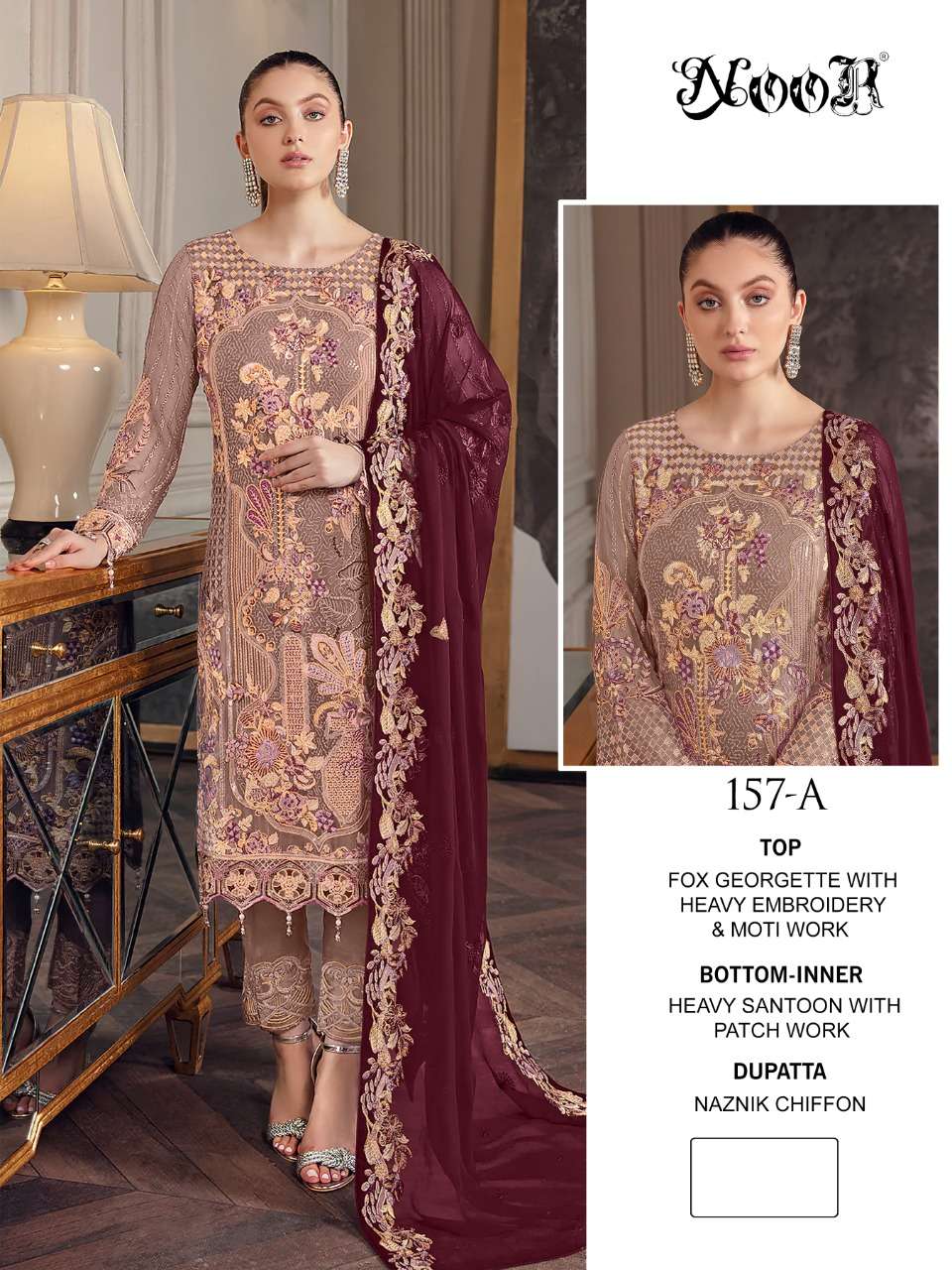 Noor 157 Colors Heavy Designs Party Wear Pakistani Suit Catalog Wholesaler