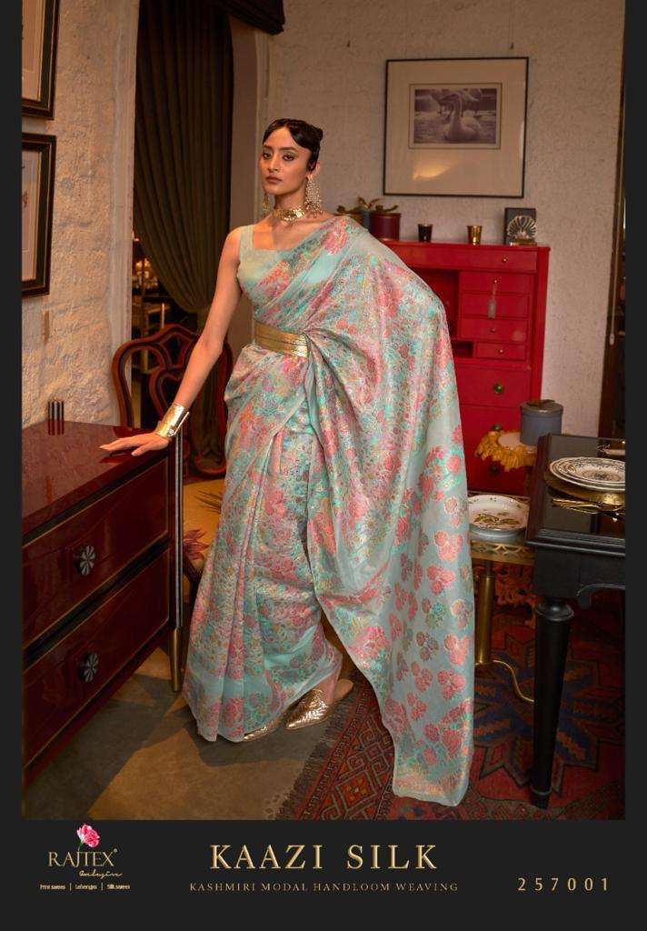Rajtex Kaazi Silk 257001 To 257006 Latest Designs Silk Partywear Saree Wholesaler