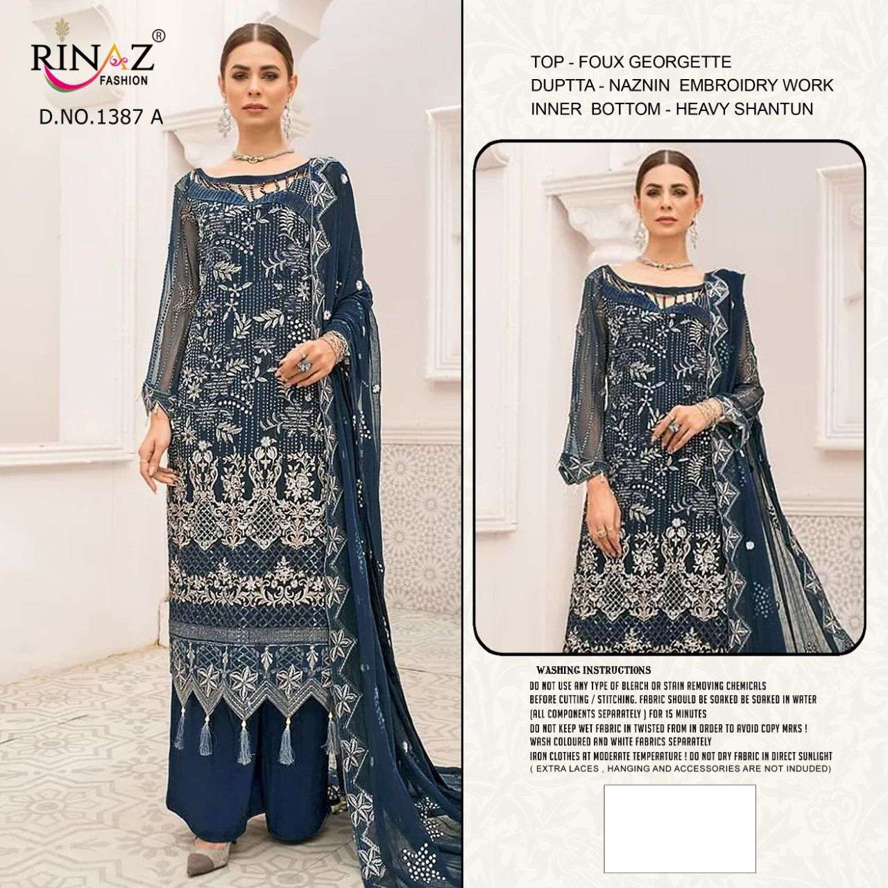 Rinaz 1387 Colors New Designs Georgette Pakistani Suit Collection Exporter