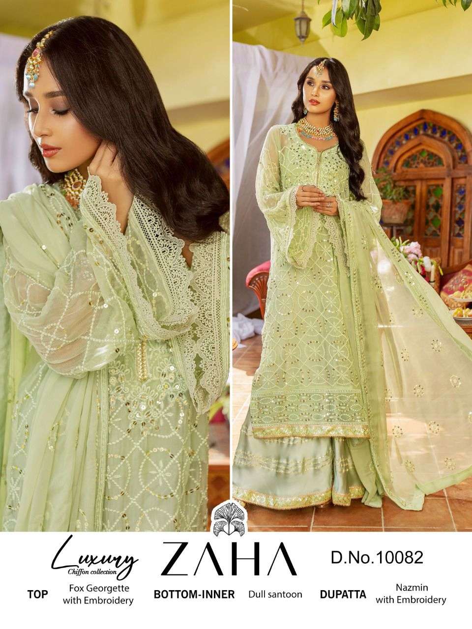 Zaha Naushad Imdad Party Wear Georgette Pakistani Suit Catalog Wholesaler