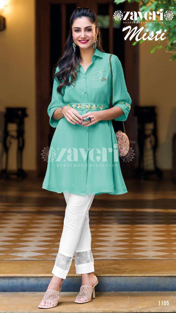 Zaveri Misti Party Wear Western Designs Top Bottom Supplier New Collection