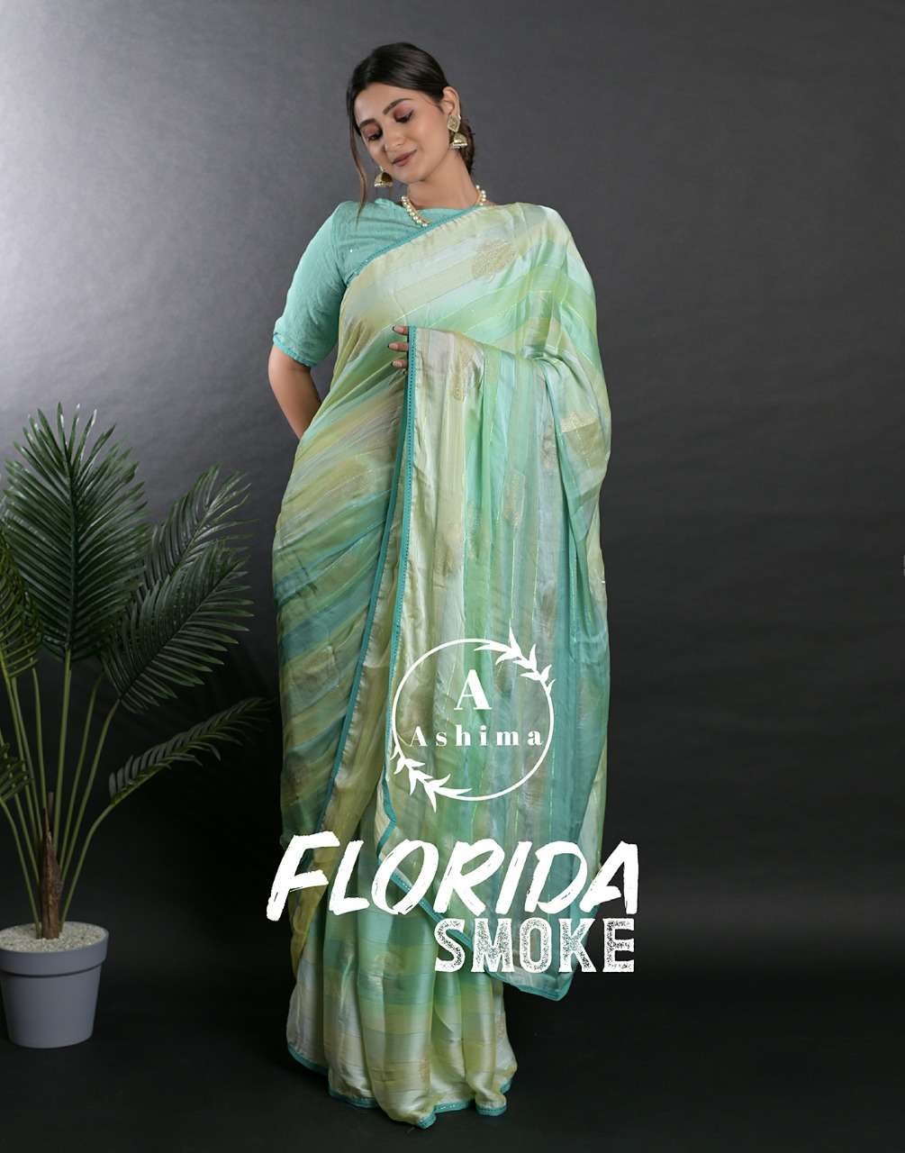 Ashima Florida Smoke Exclusive Linen Saree Catalog Dealer