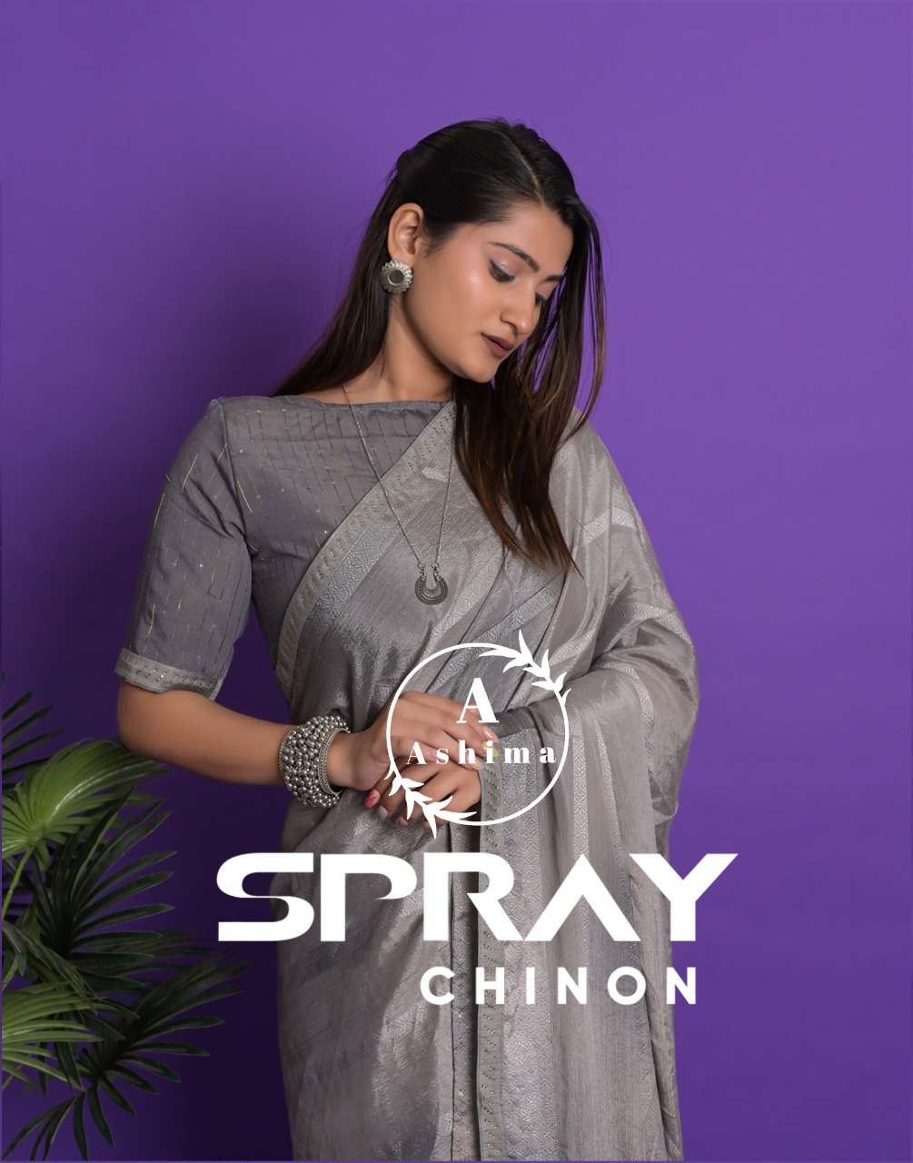Ashima Spray Chinon Fancy Chinon Saree Catalog Wholesale Dealer