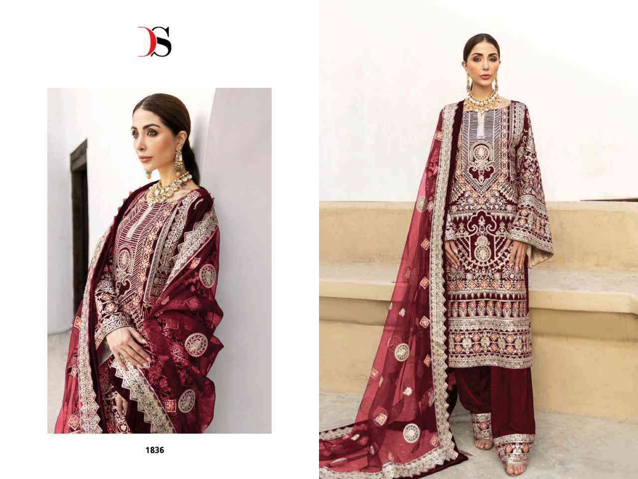 Deepsy 1836 Designer Work Velvet Pakistani Suit Supplier