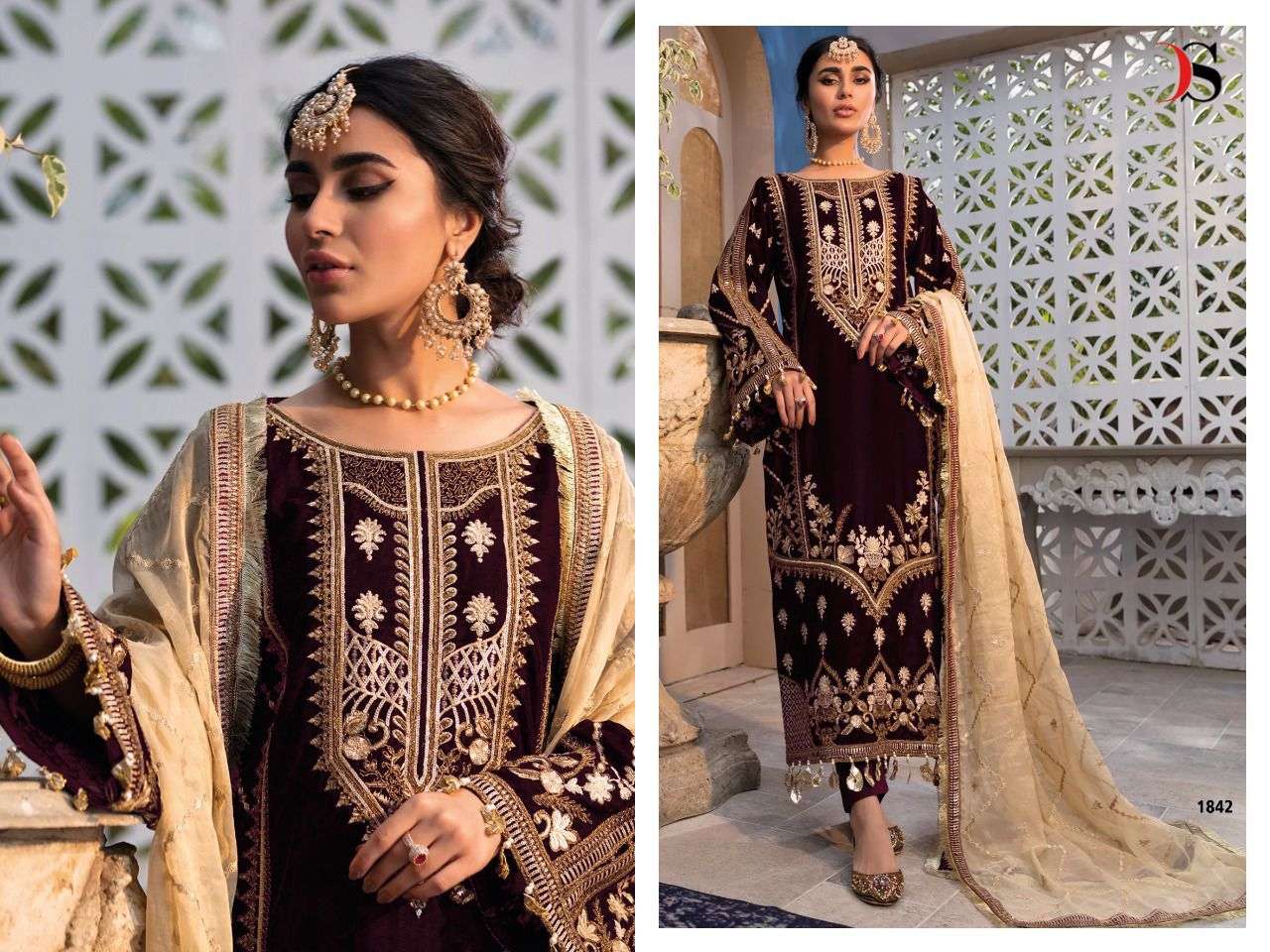 Deepsy 1842 Hit Design Velvet Pakistani Suit Wholesaler
