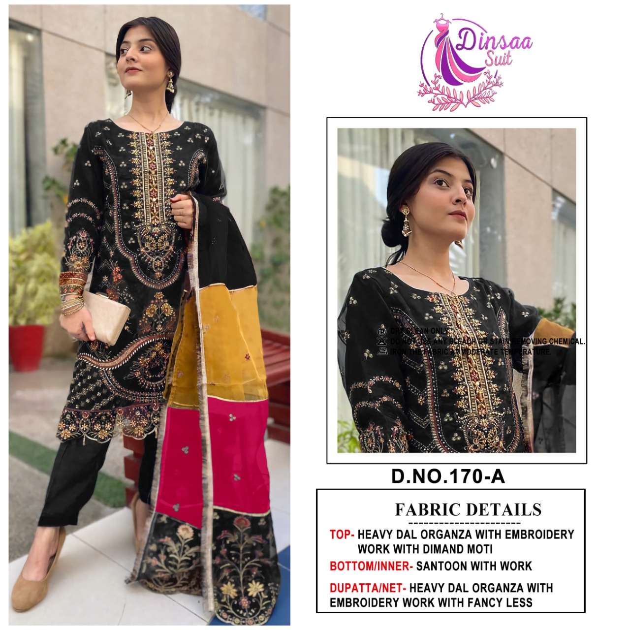 Dinsaa 170 Colors Designer Work Party Wear Pakistani New Catalog Supplier