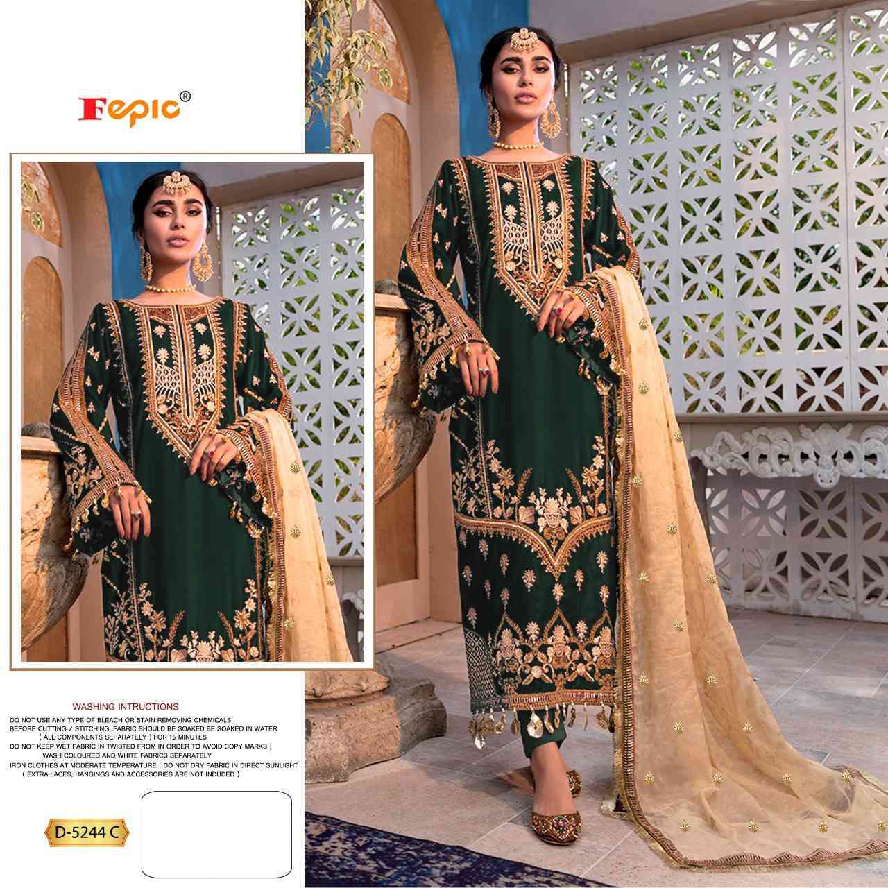 Fepic D 5244 C Wholesale Velvet Pakistani Dress