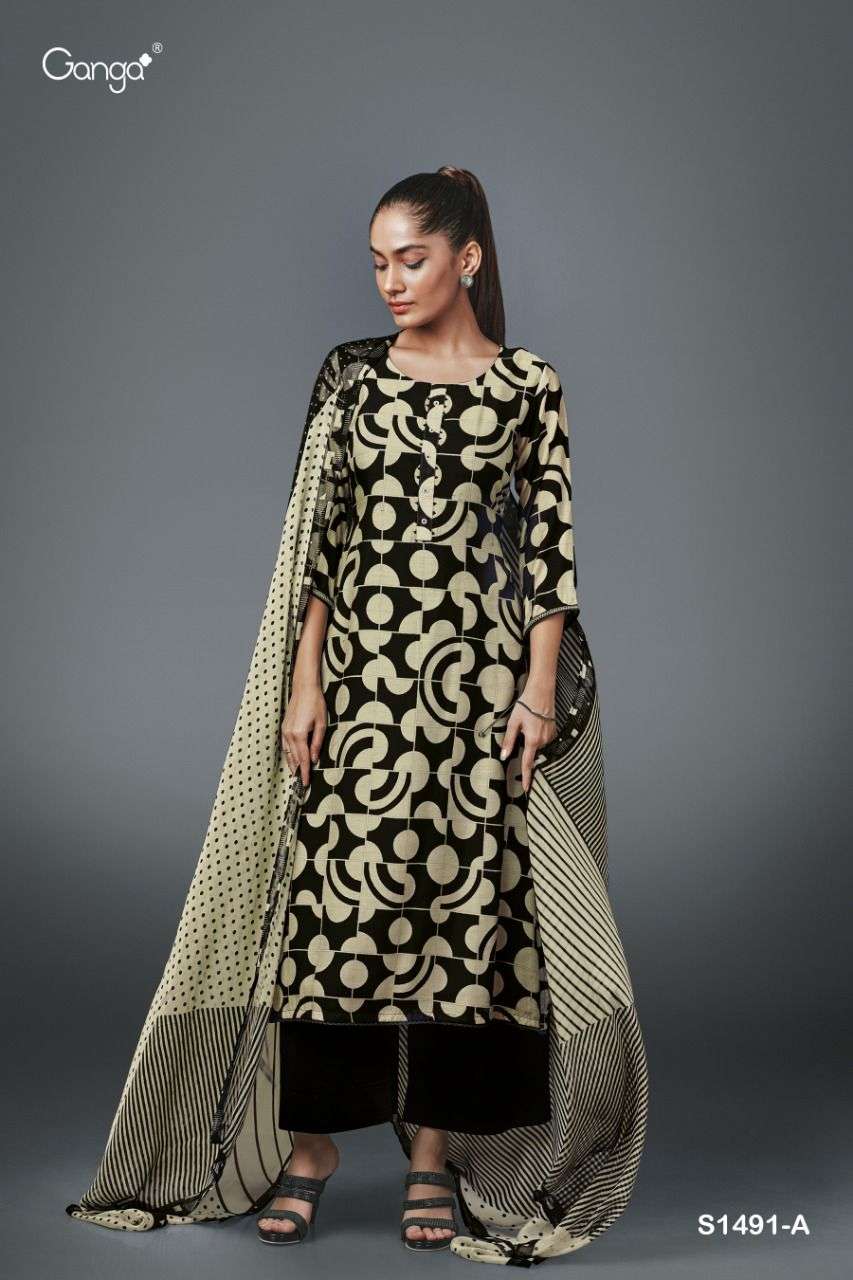 Ganga Anika 1491 Festive Collection Bemberg Silk Branded Suit Exporter