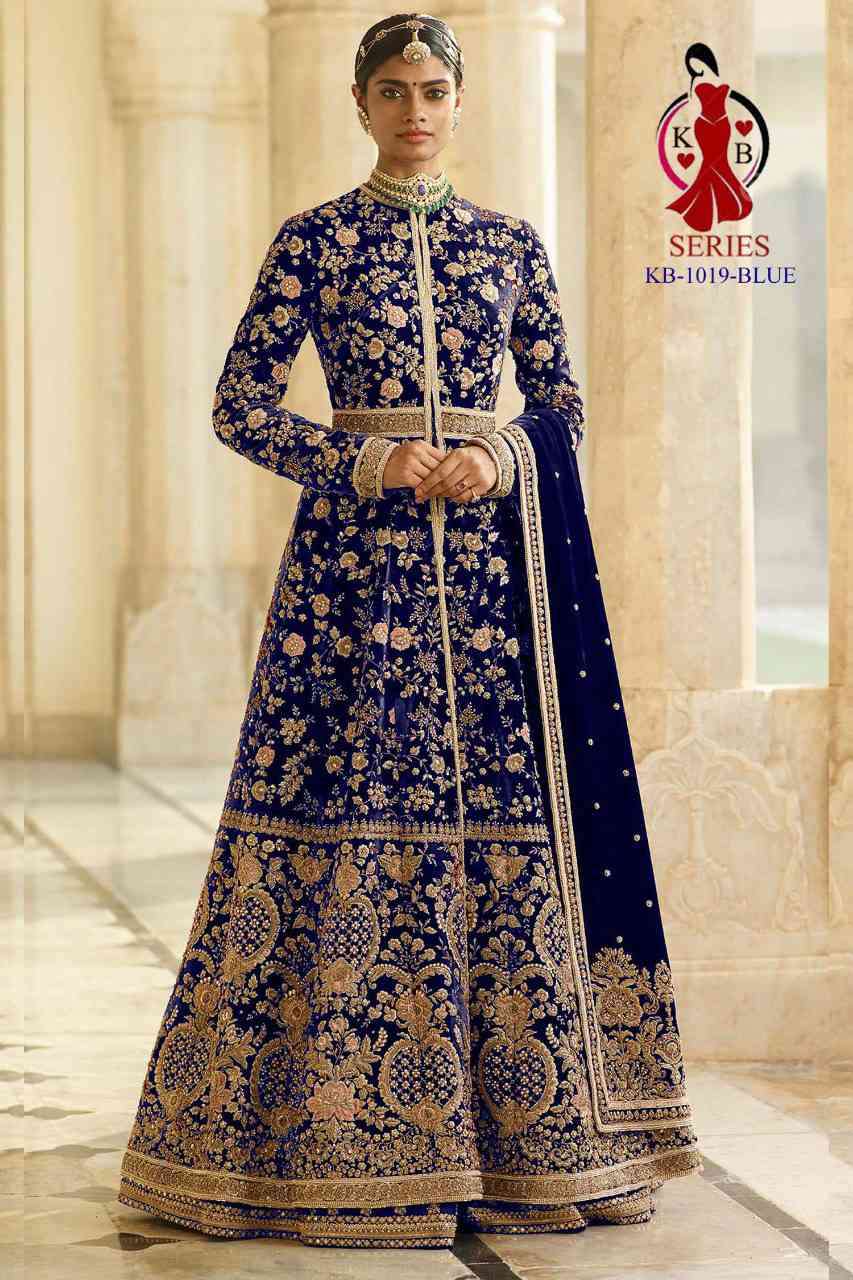 KB Series 1019 Colors Partywear Velvet Designer Indo Western Anarkali Dress Supplier