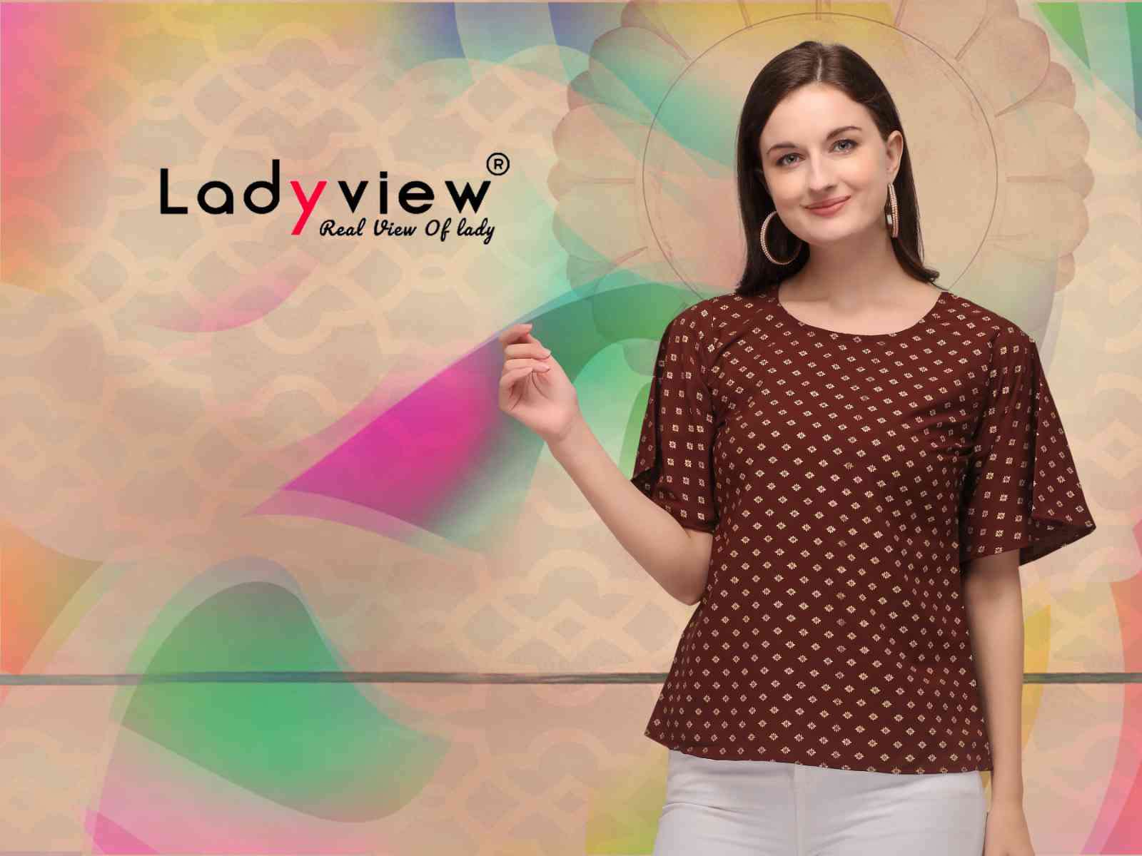 Ladyview Goldy Vol 1 Heavy Crepe Ladies Short Top Collection Wholesaler