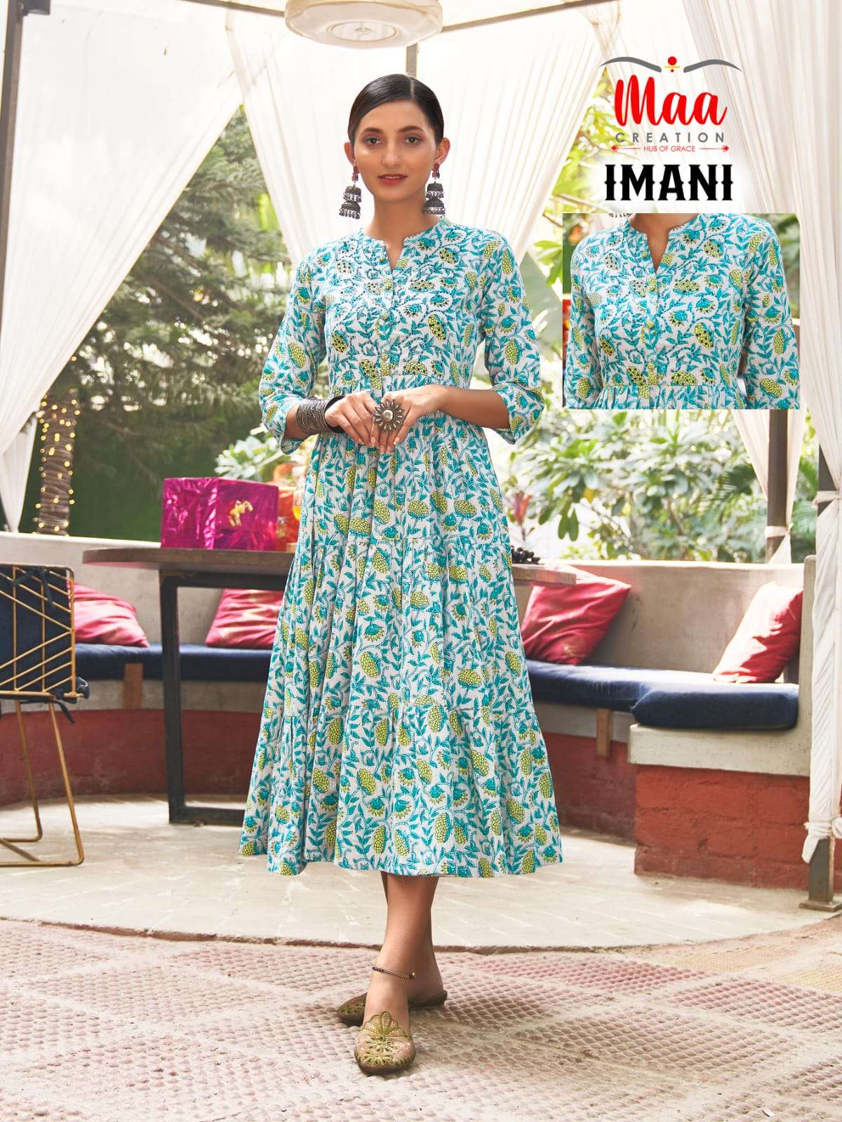 Maa Creation Imani Exclusive Long Flair Kurti Designs Wholesaler
