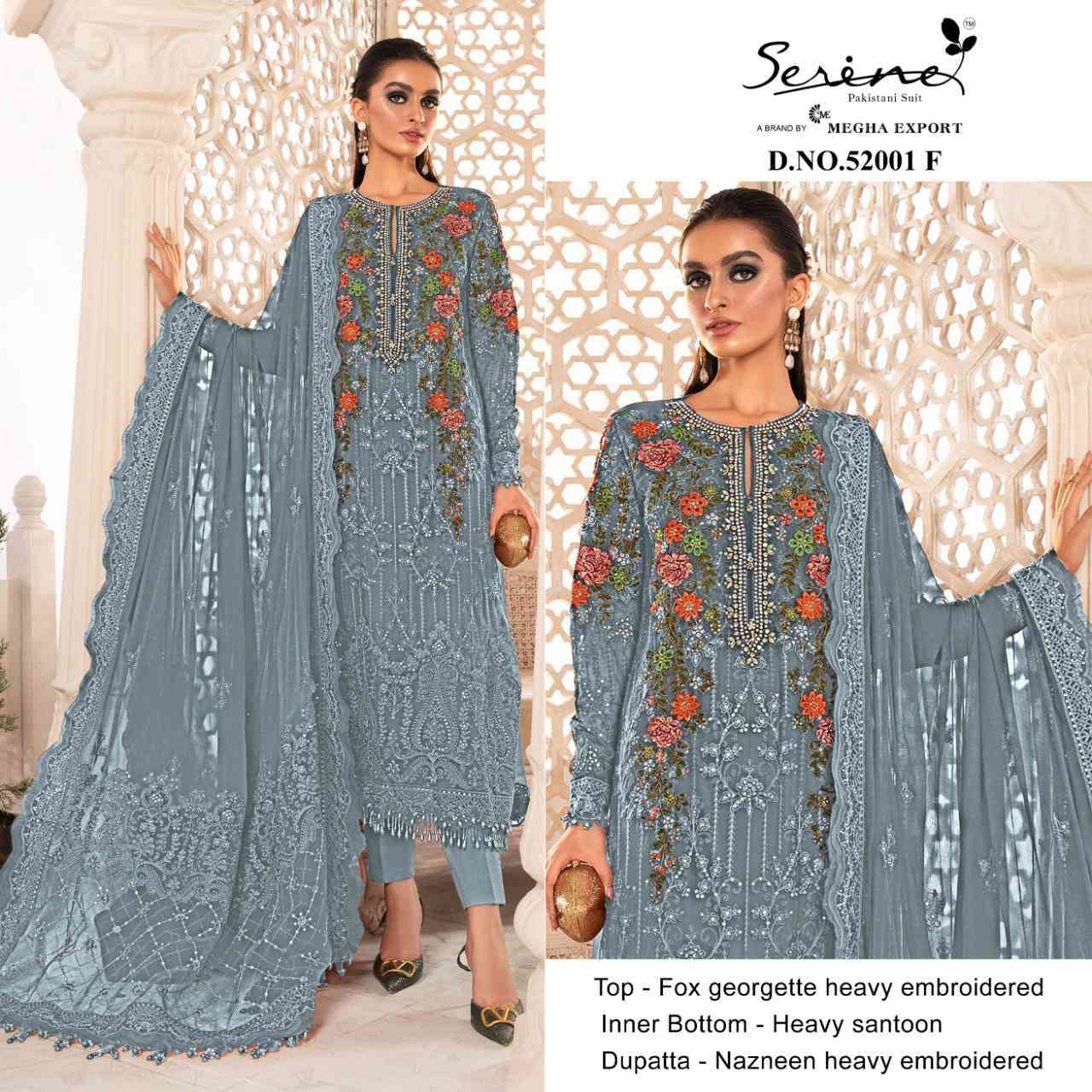 Megha Exports Serine 52001 Colors Vol 2 Heavy Designs Pakistani Suit Wholesaler