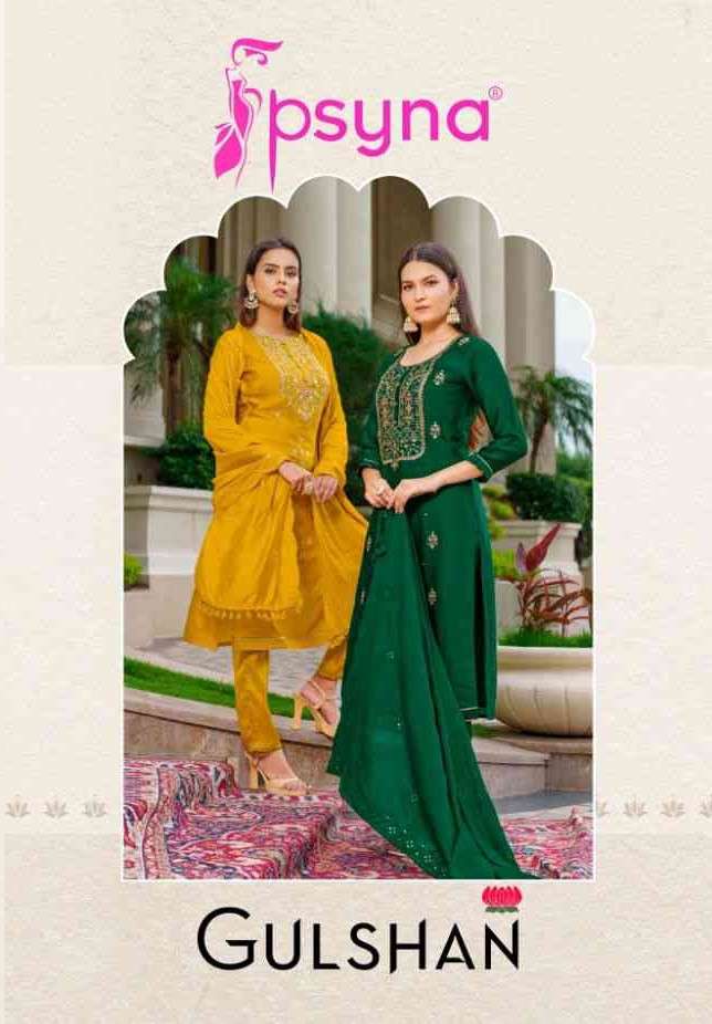 Psyna Gulshan Silk Festive Collection Top Bottom Dupatta Set Exporter