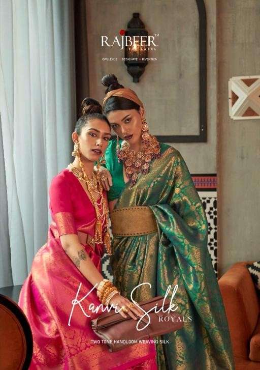 Rajbeer Kanvi Silk Royals 3001 To 3006 Weaving Silk Partywear Saree Supplier