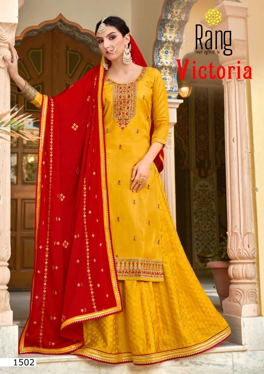 Rang Victoria Silk Gharara Style Unstitch Salwar Suit Online Exporter