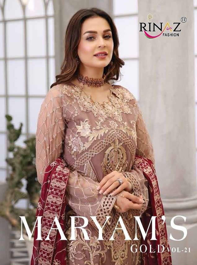 Rinaz Maryam`s Gold Vol 21 Designer Work Partywear Pakistani Suit Supplier