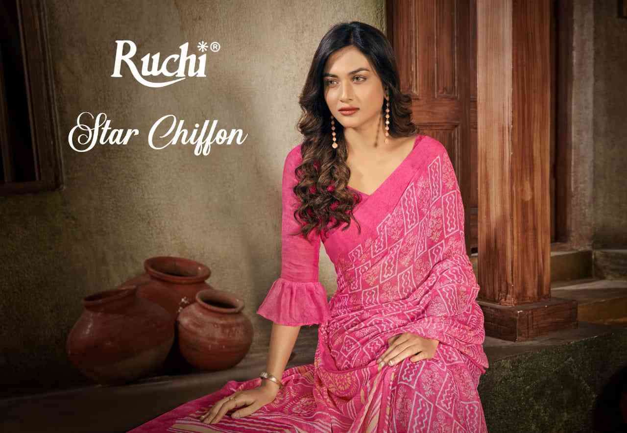 Ruchi Saree Star Chiffon 91st Edition Fancy Chiffon Saree Online Exporter