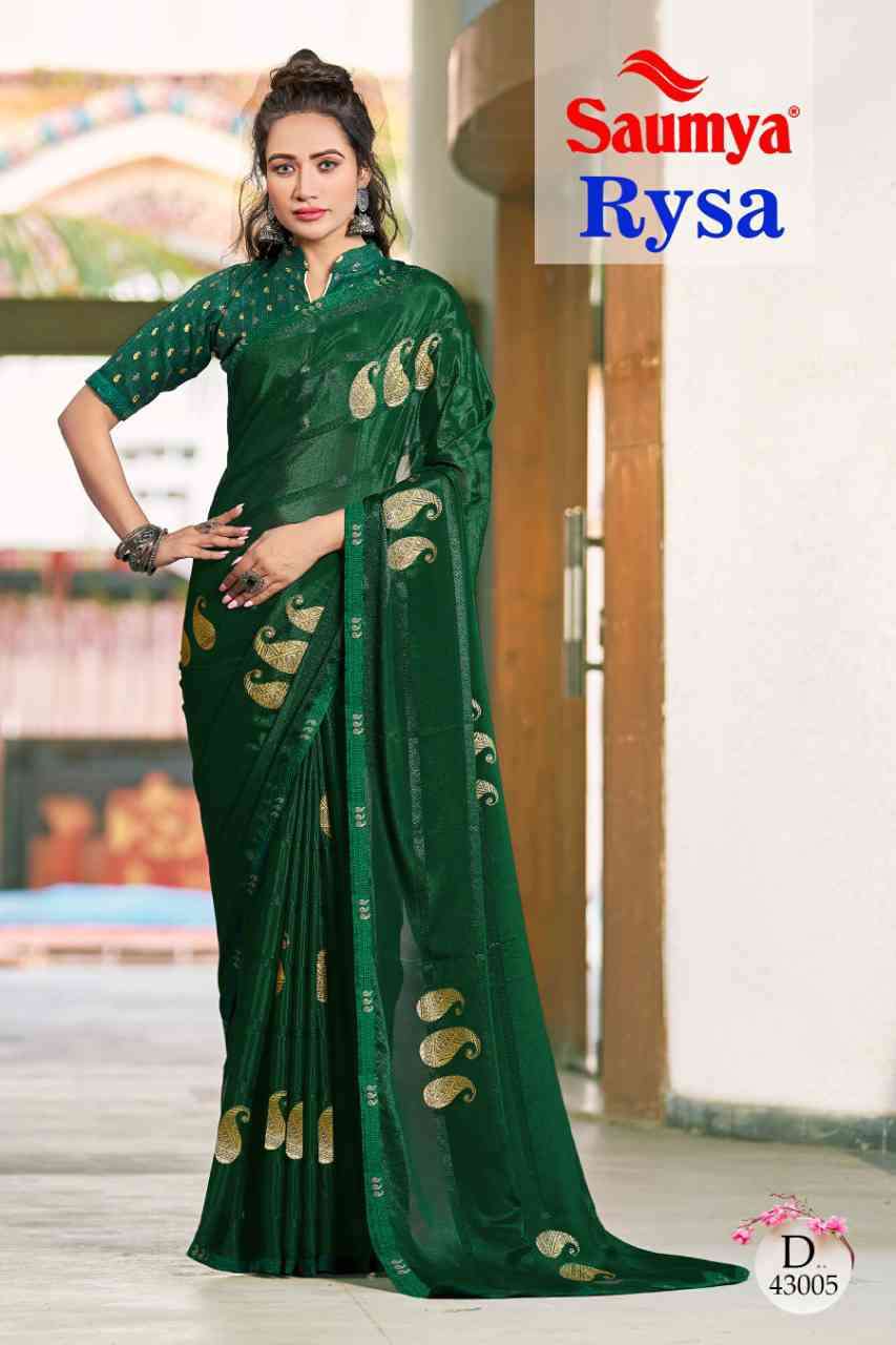 Saumya Rysa Exclusive Festive Collection Fancy Saree Supplier New Catalog