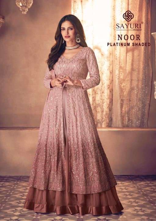 Sayuri Noor Platinum Shaded Designer Georgette Party Wear Dress Collection